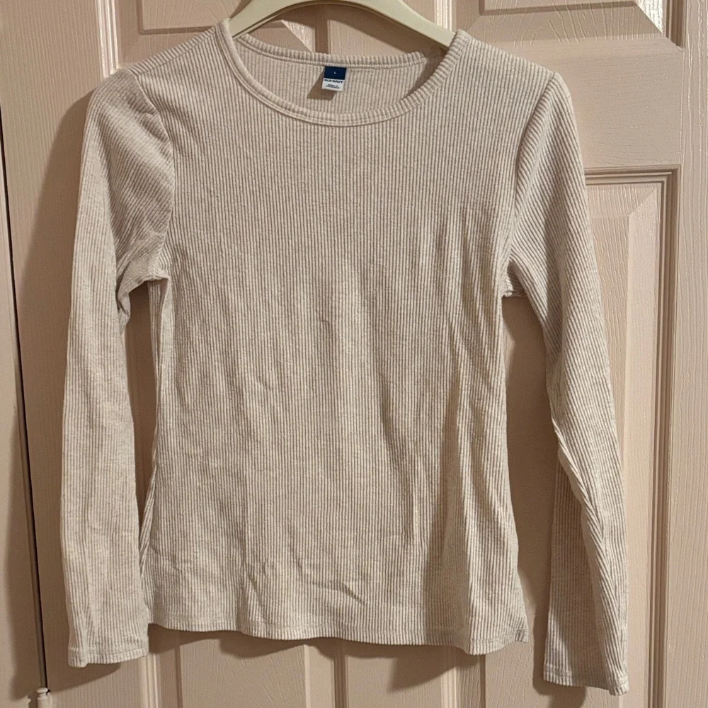 Old Navy Cream Ribbed Knit Top - Picture 1 of 2